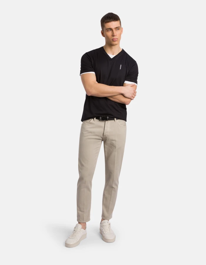 Regular-fit V-neck T-shirt in jersey