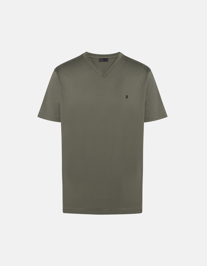 T-shirt scollo V regular in jersey di cotone