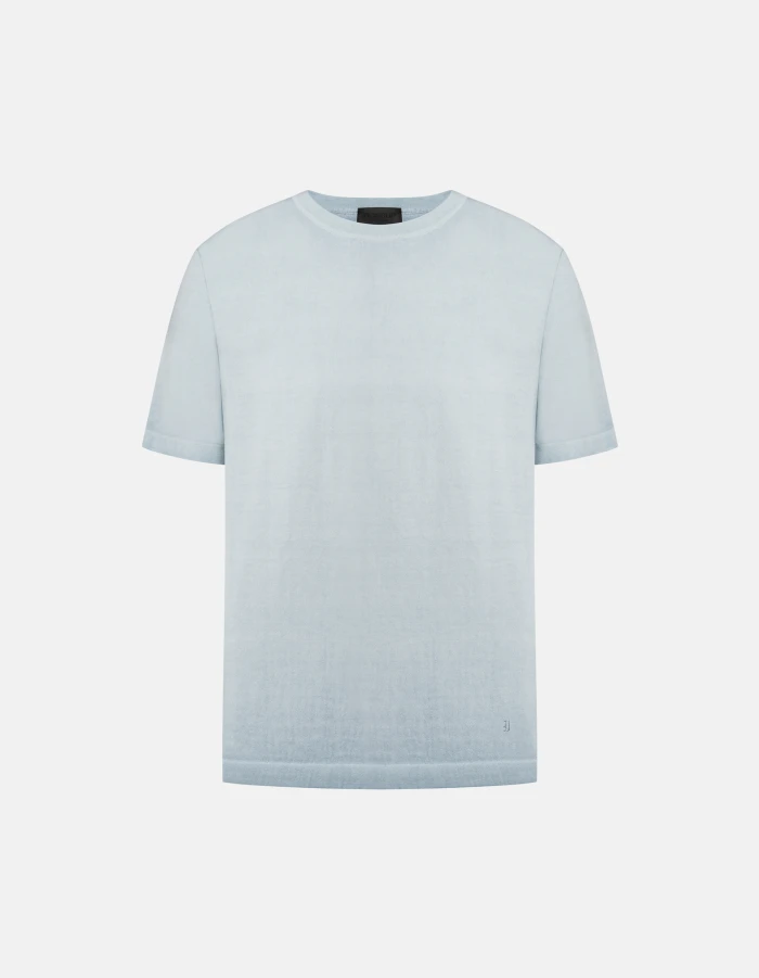 Regular-fit crew-neck T-shirt in cotton crepe