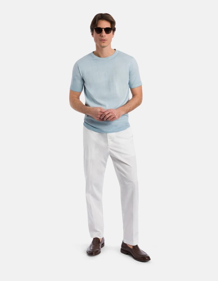 Regular-fit crew-neck T-shirt in cotton crepe