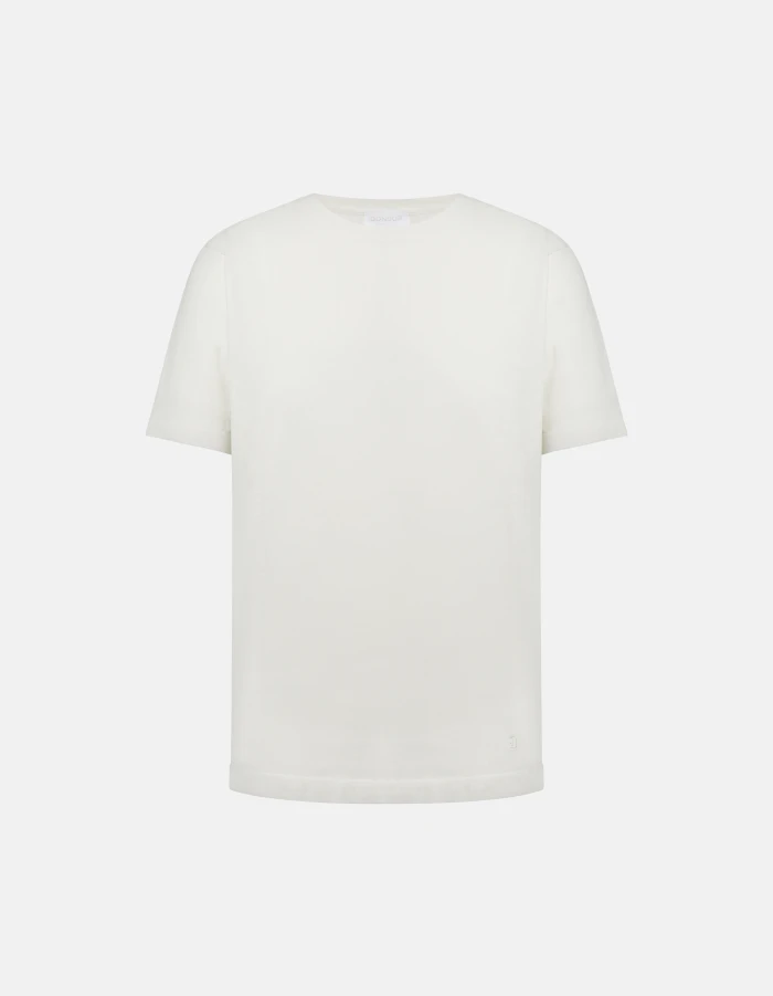 Regular-fit crew-neck T-shirt in cotton crepe