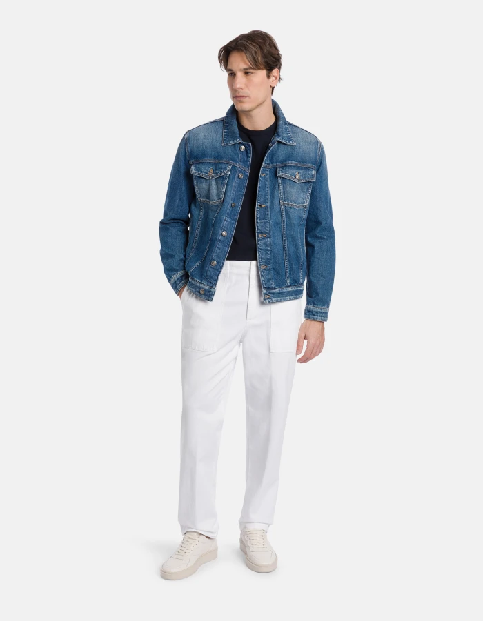 Regular-fit crew-neck T-shirt in cotton crepe