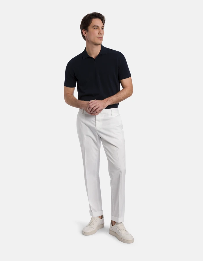 Regular-fit polo shirt in cotton crepe