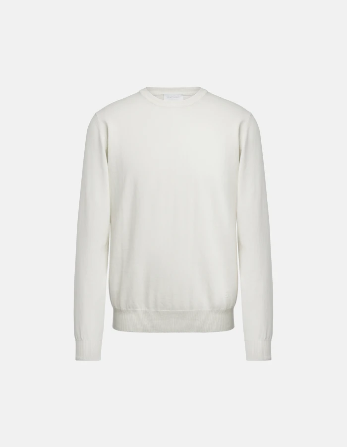 Regular-fit crew-neck jumper in cotton crepe