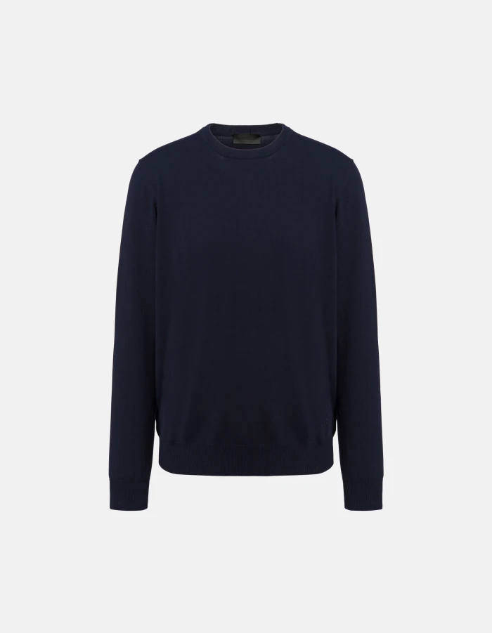 Regular-fit crew-neck jumper in cotton crepe