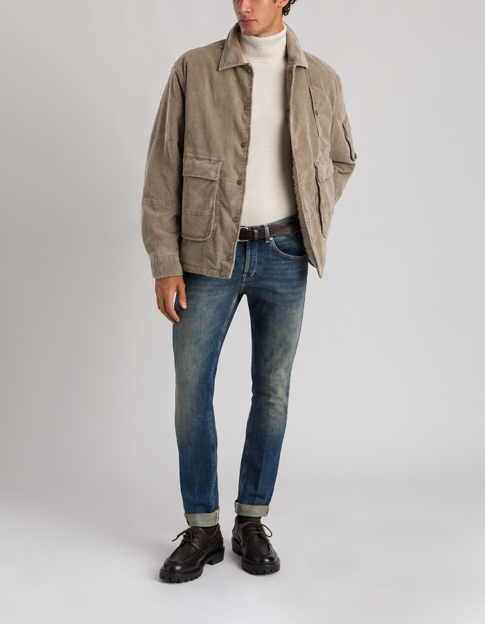 Regular-fit polo-neck jumper in cashmere and silk