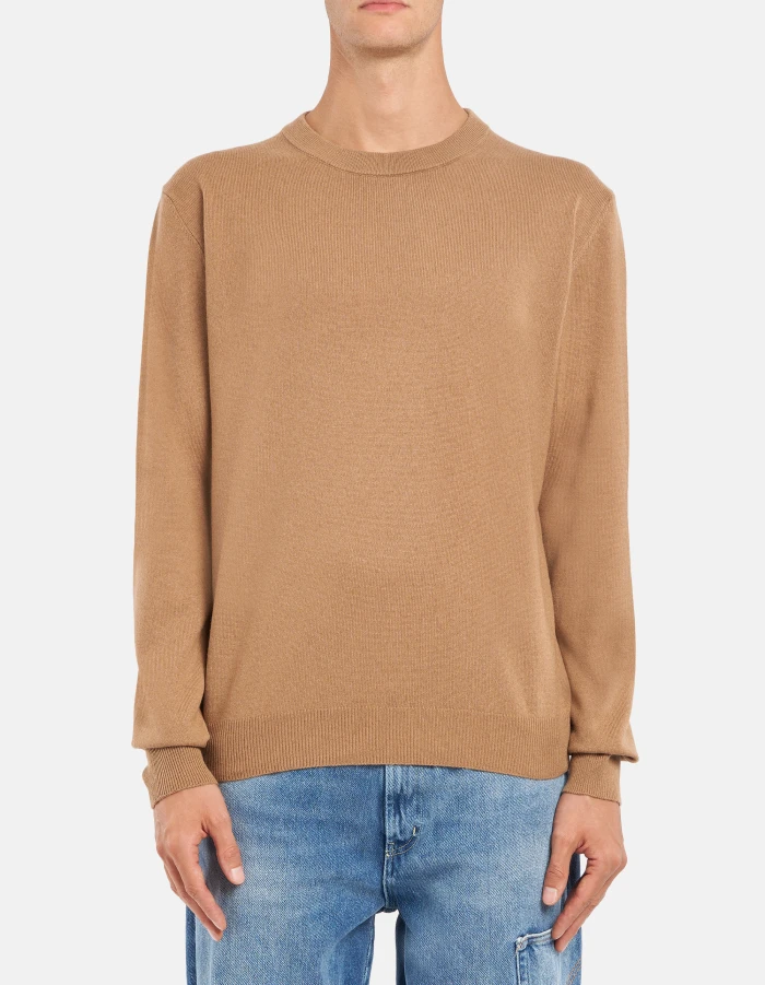 Maglia girocollo regular in cashmere e seta