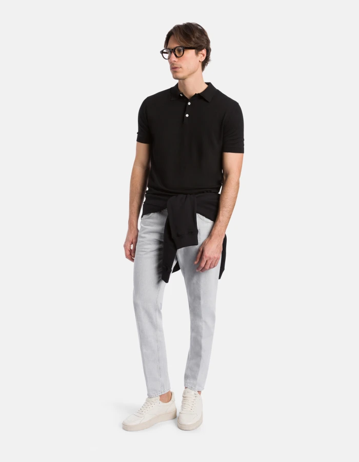 Regular-fit polo shirt in silk and cotton