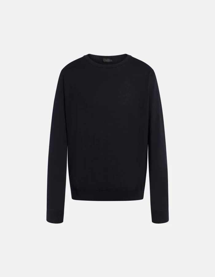 Regular-fit crew-neck jumper in silk and cotton