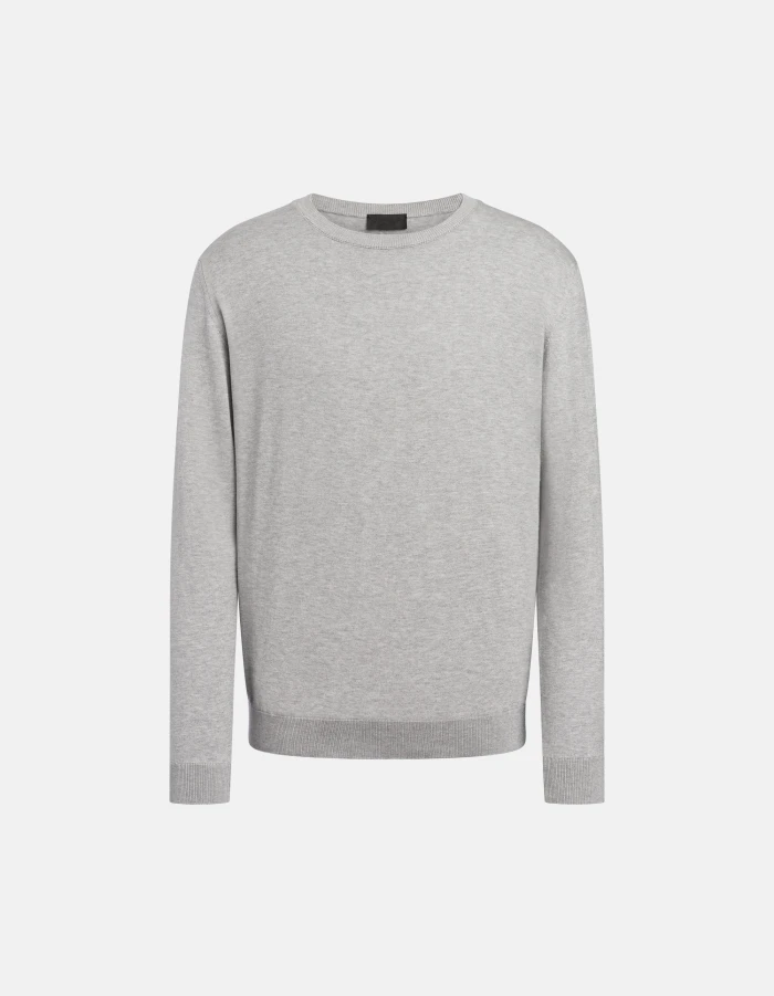 Regular-fit crew-neck jumper in silk and cotton