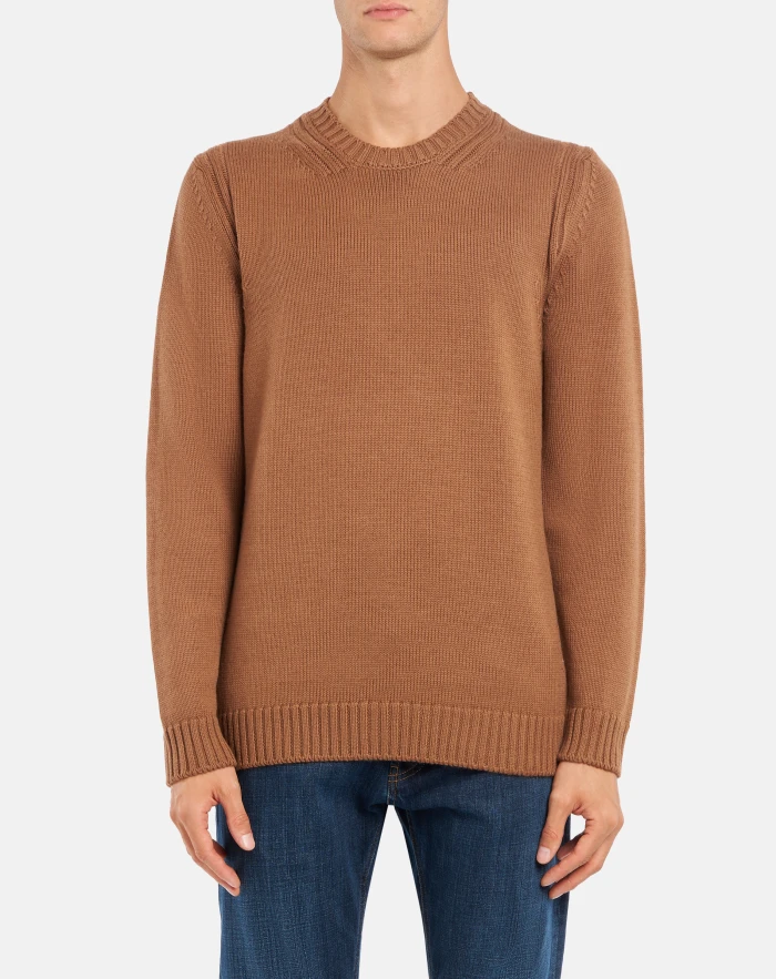 Maglia girocollo regular in lana pettinata