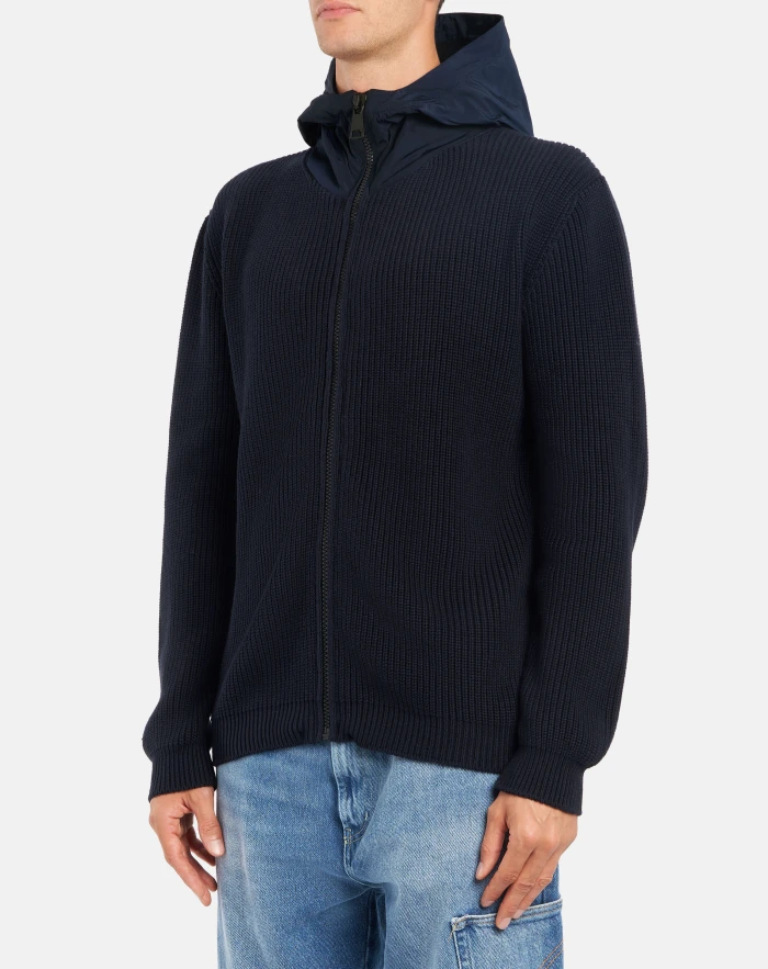 Regular-fit hooded jumper in cotton and cashmere