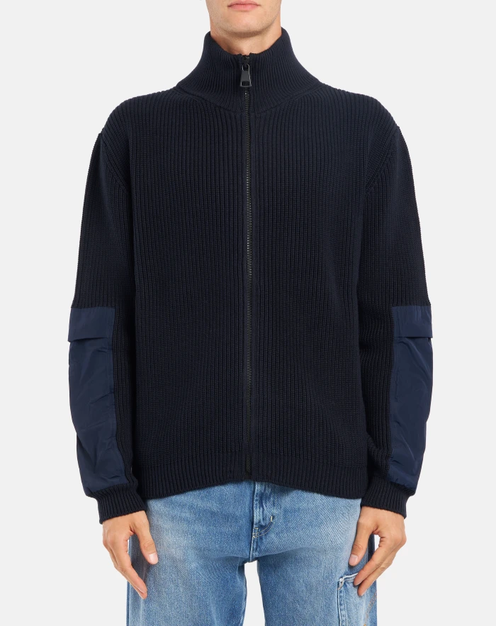 Cardigan regular in cotone e cashmere