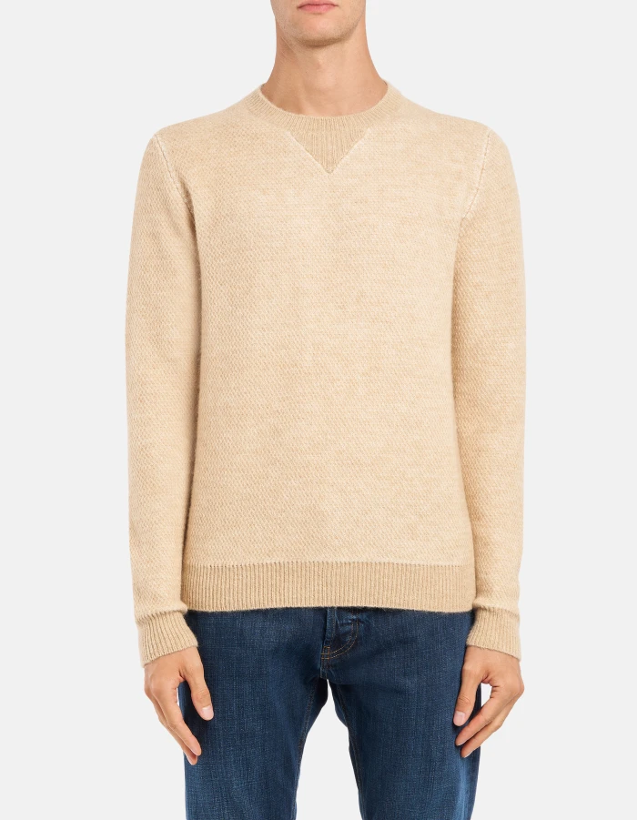 Maglia girocollo regular in lana ed alpaca