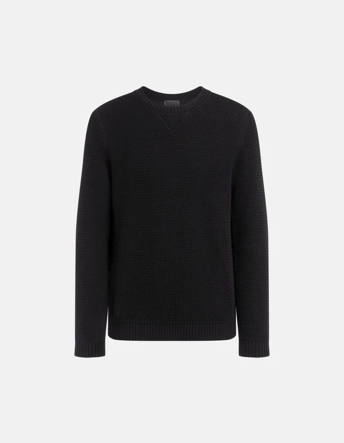 Regular-fit crew-neck jumper in honeycomb cotton