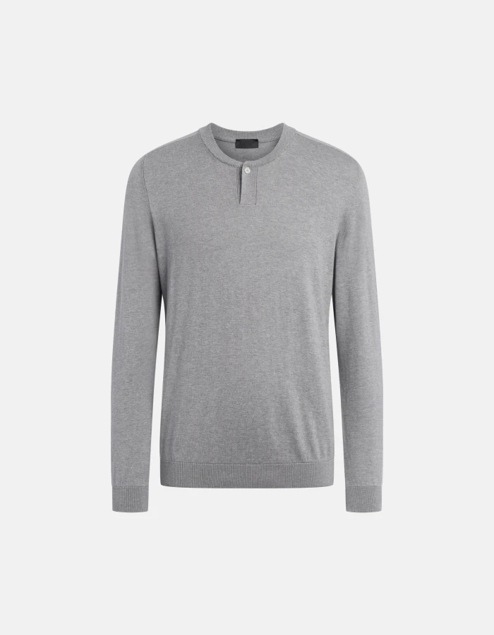 Regular-fit silk and cotton Henley shirt