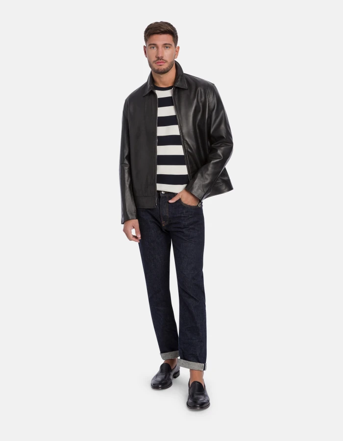 Regular-fit crew-neck T-shirt in striped cotton