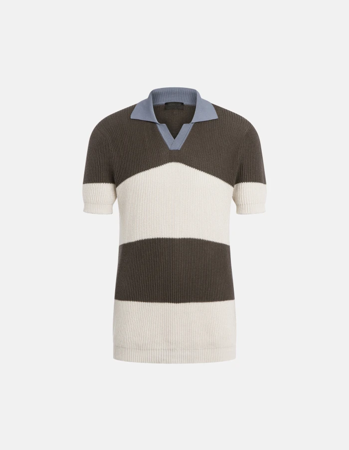 Regular-fit polo shirt in striped fisherman’s rib