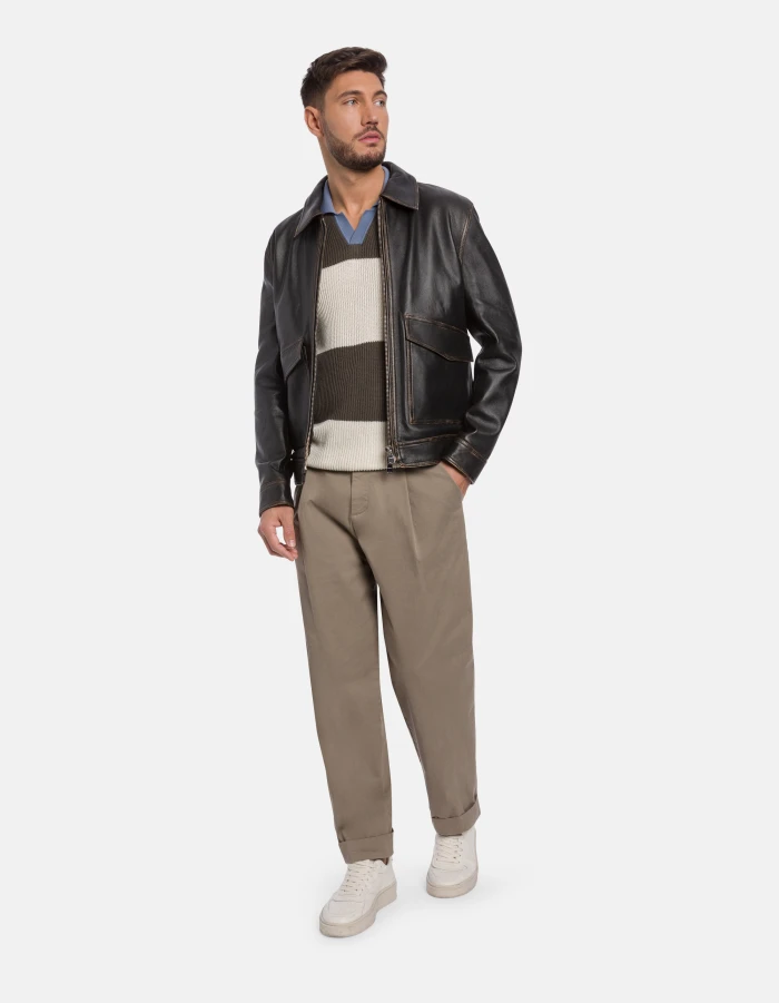 Regular-fit polo shirt in striped fisherman’s rib