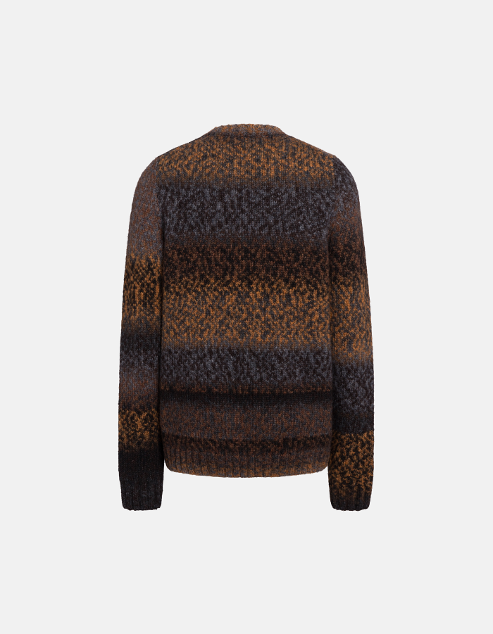 Regular-fit crew-neck jumper in printed wool-blend fabric