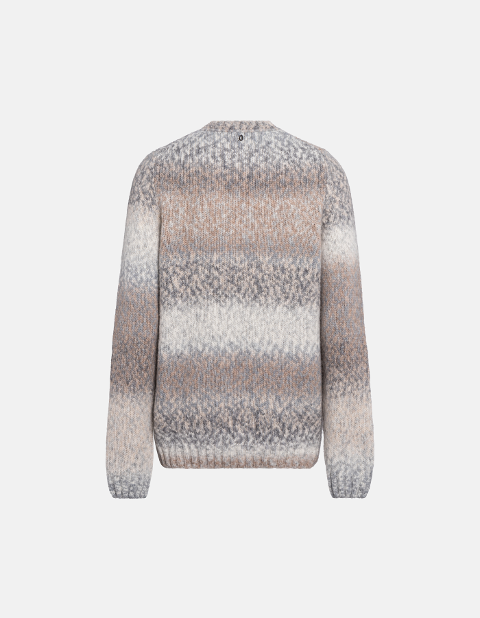 Regular-fit crew-neck jumper in printed wool-blend fabric