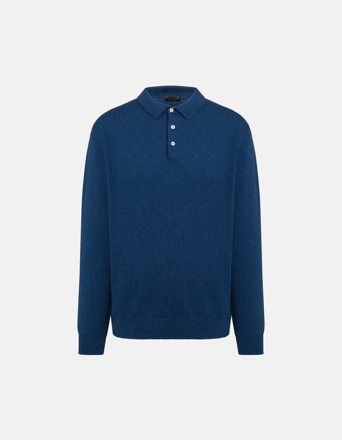 Poloshirt in normaler Passform aus Kaschmir und Seide