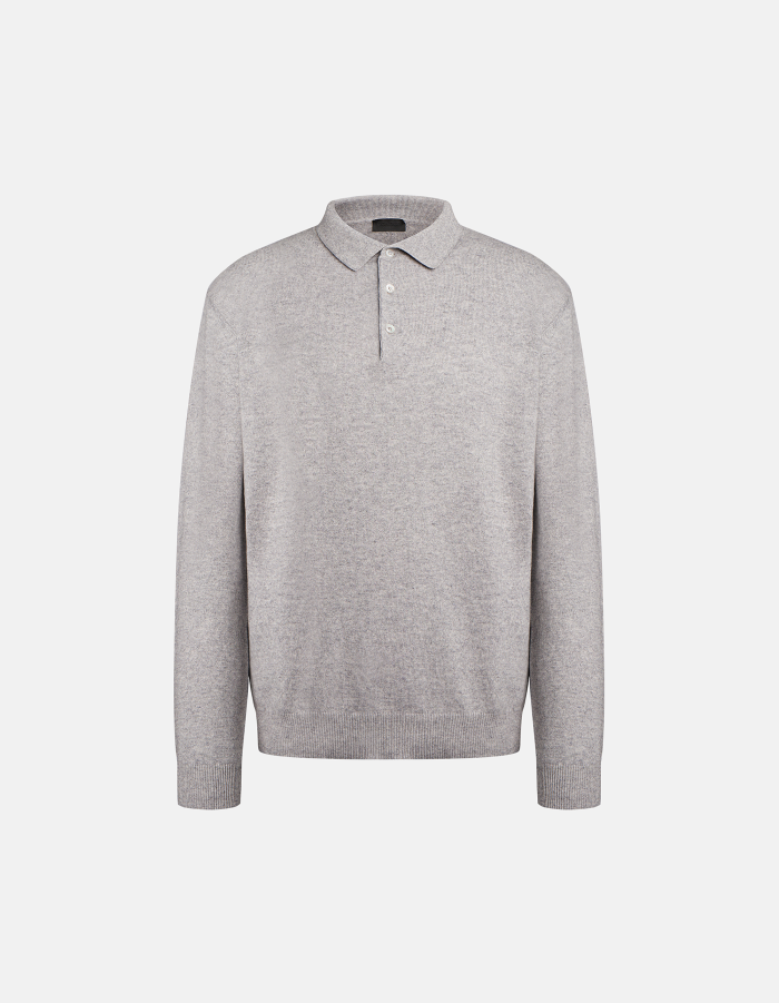 Maglia polo regular in cachemire e seta