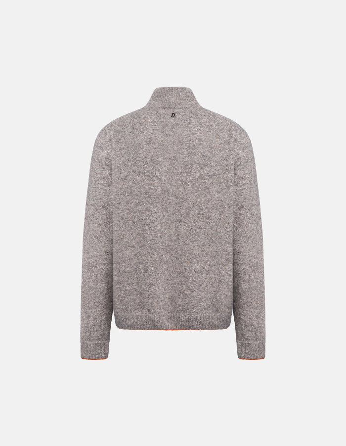 Regular-fit alpaca mock-turtleneck sweater with buttons