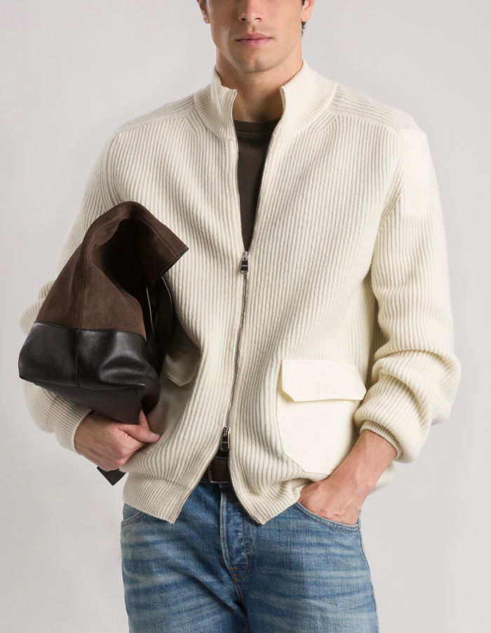 Regular-fit cardigan in fisherman’s rib