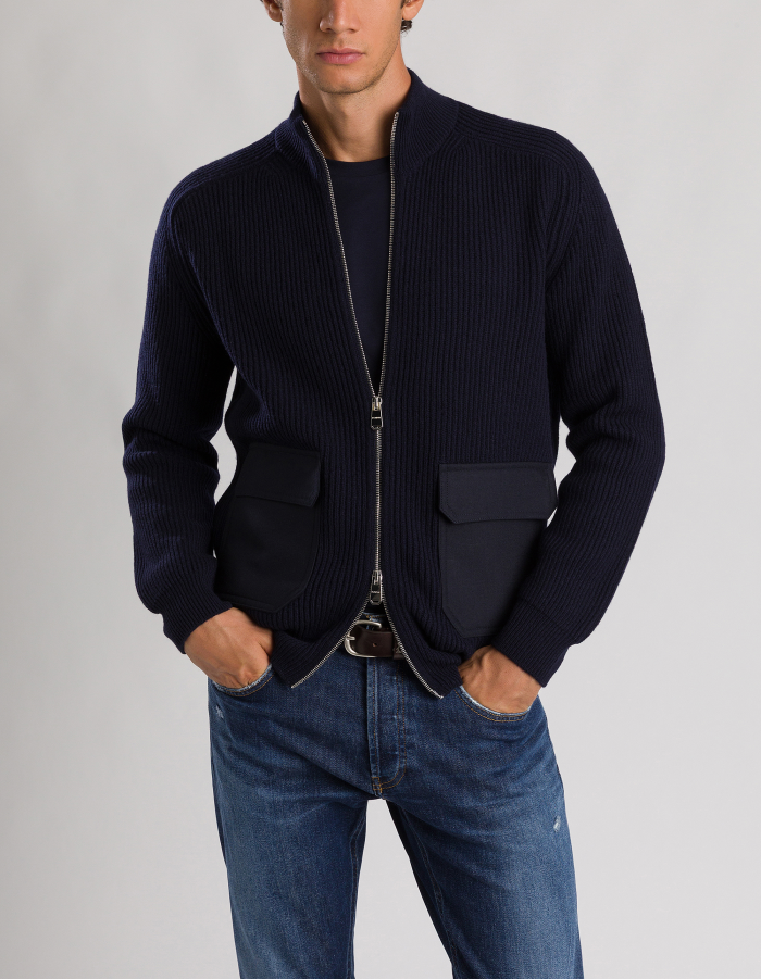 Regular-fit cardigan in fisherman’s rib