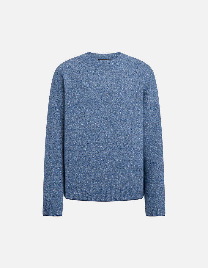 Regular-fit crew-neck jumper in alpaca wool with buttons
