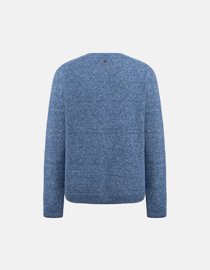 Regular-fit crew-neck jumper in alpaca wool with buttons