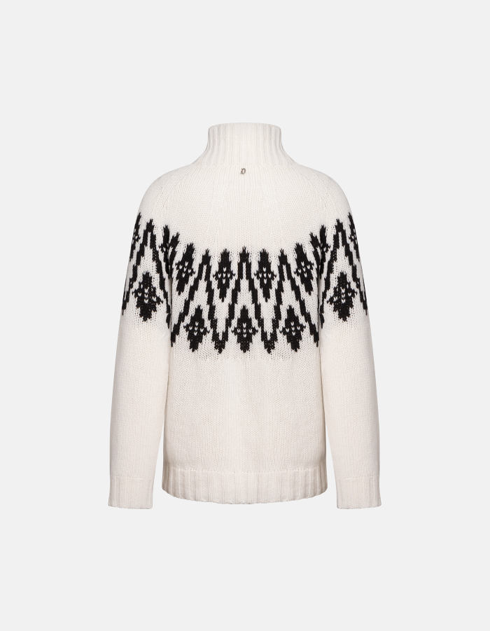 Regular-fit polo neck jumper in jacquard wool