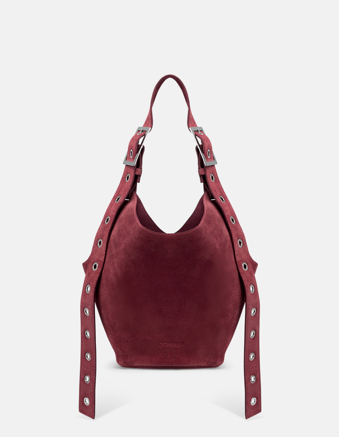 Small split leather hobo bag