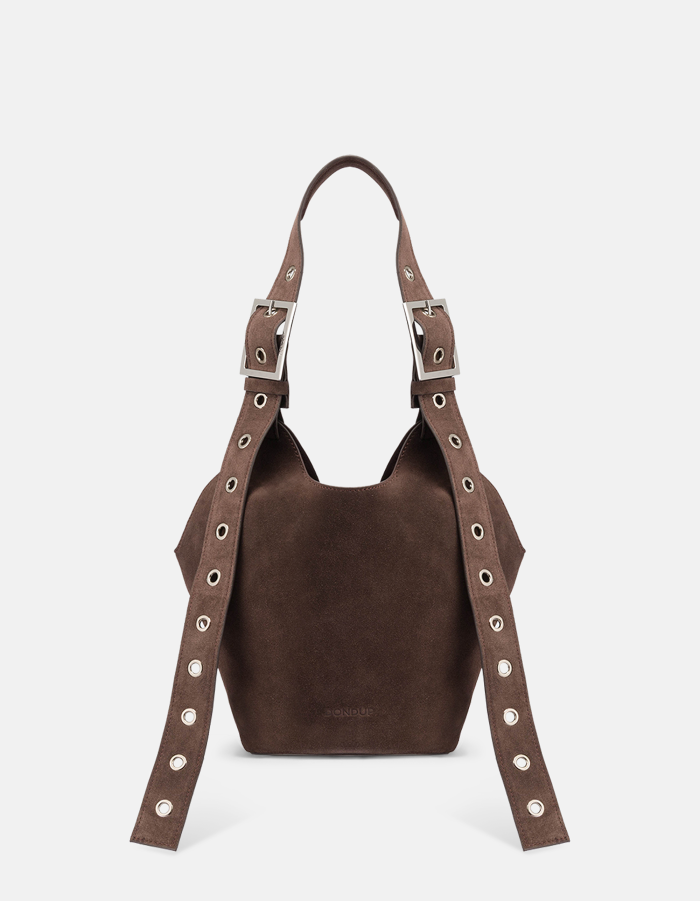 Small split leather hobo bag