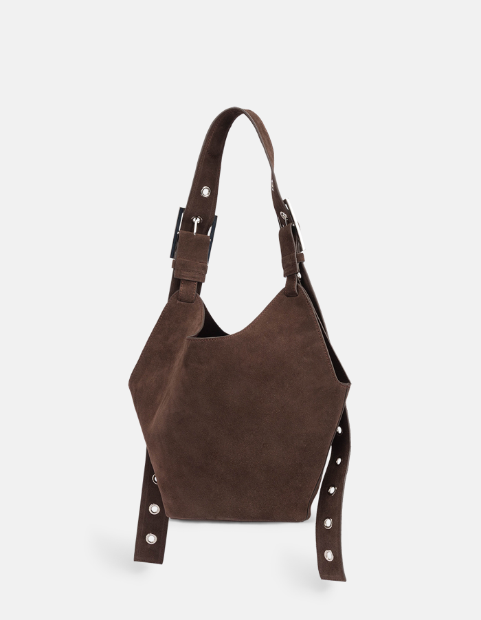 Small split leather hobo bag