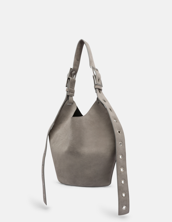 Small split leather hobo bag