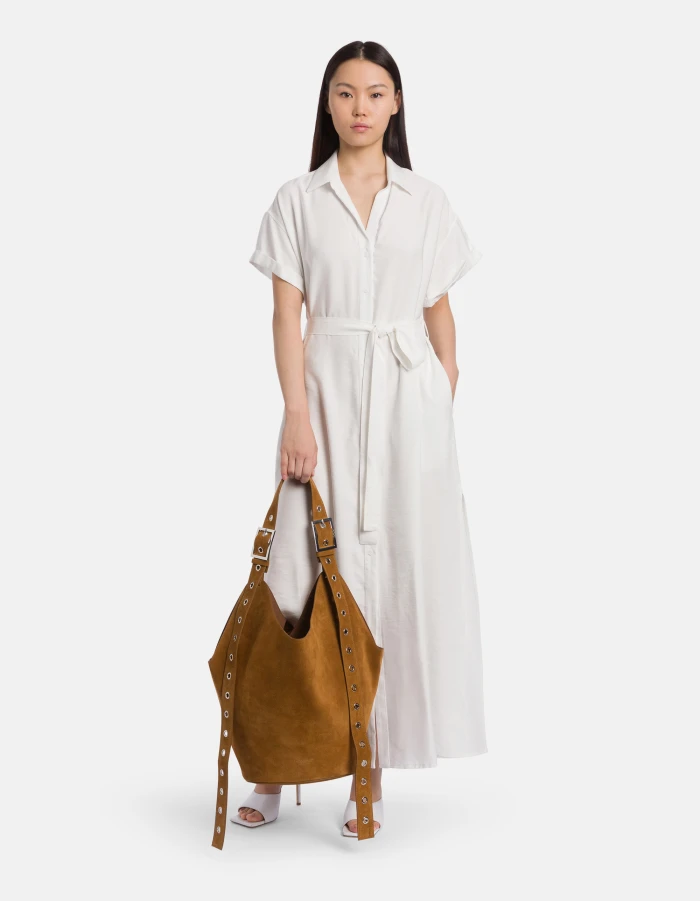 Große Hobo Bag aus Spaltleder