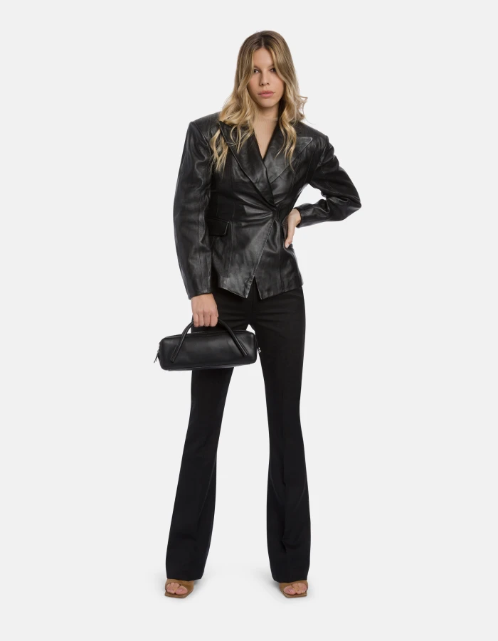 Leather baguette bag