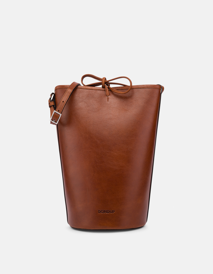Large vacchetta leather bucket bag