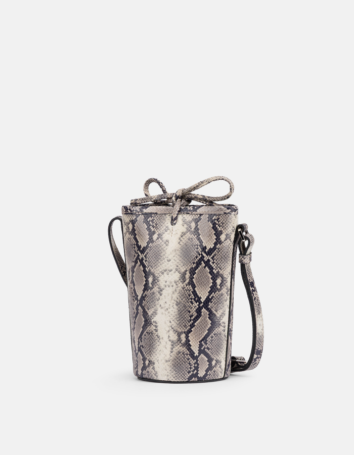 Small python-print bucket bag
