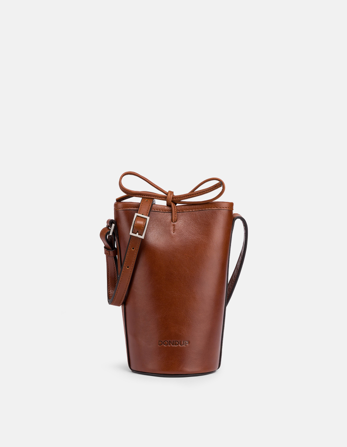 Small vacchetta leather bucket bag