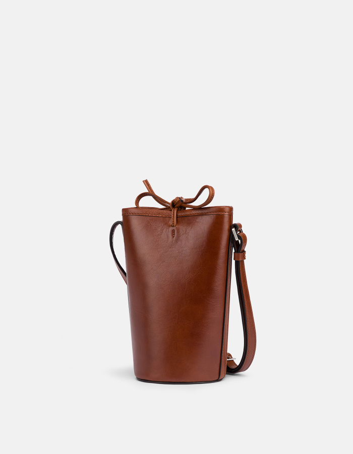 Small vacchetta leather bucket bag