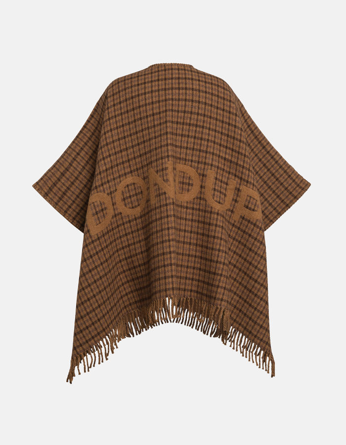 Cape in double-face checked fabric