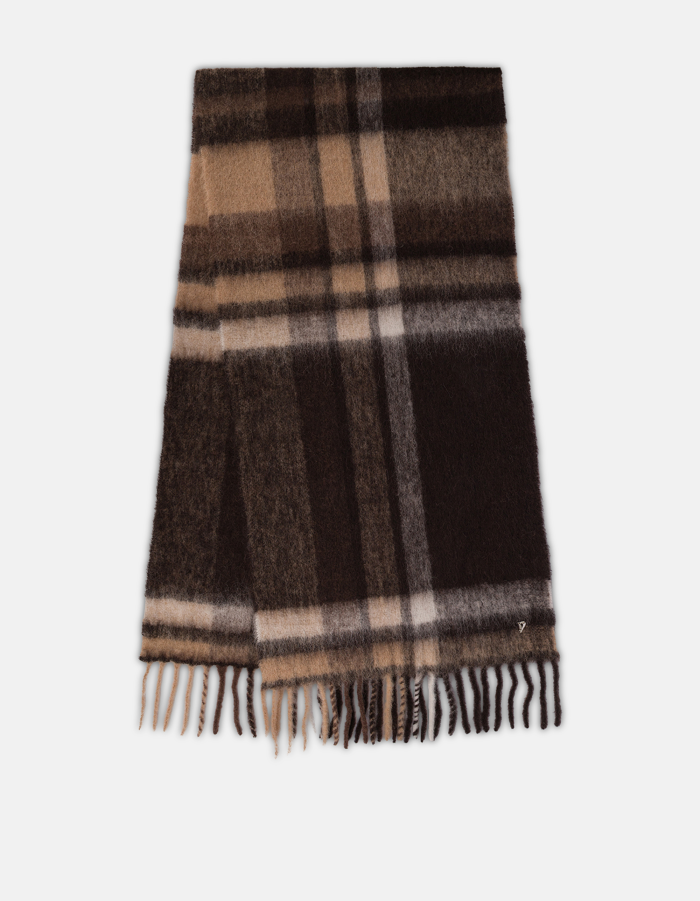 Alpaca-blend checked scarf