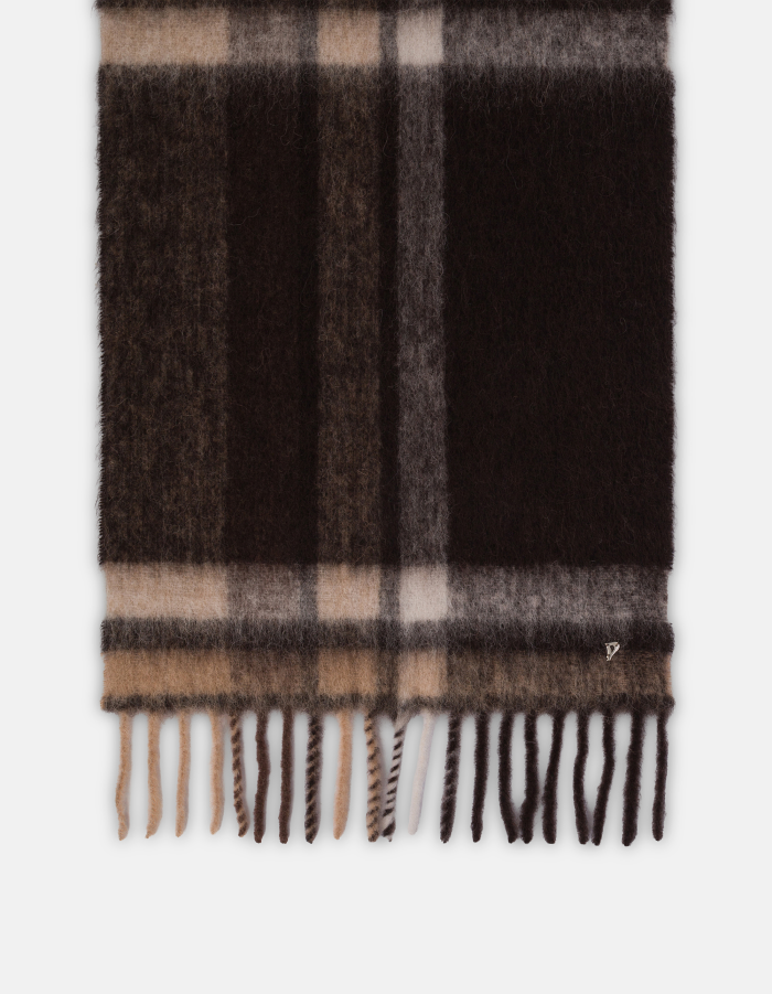 Alpaca-blend checked scarf