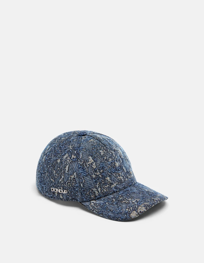 Cappello da baseball in denim jacquard matelassé