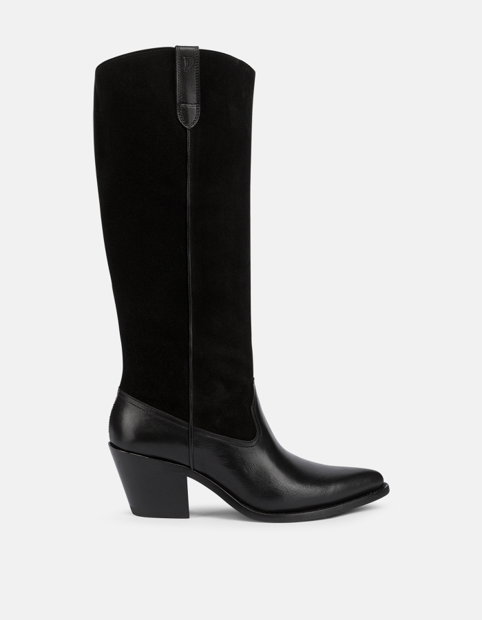 Vacchetta leather and split leather cowboy boots