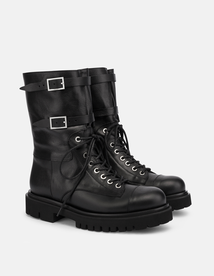 Vacchetta leather combat boots
