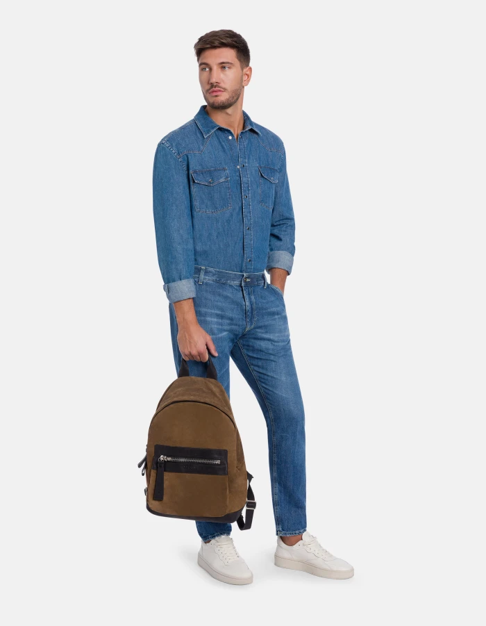 Medium leather rucksack